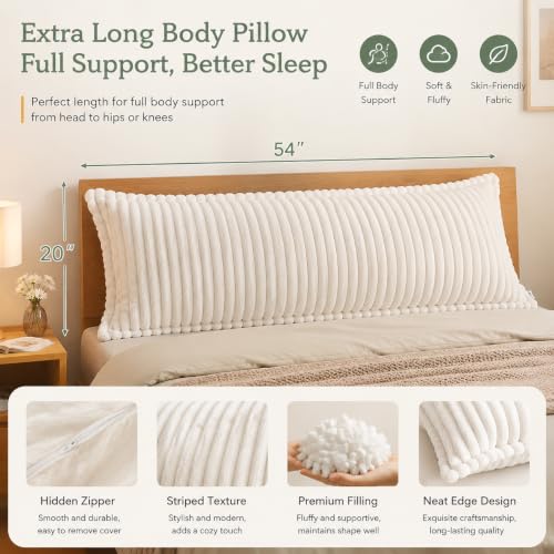 Full Body Pregnancy & Support Pillow with Removable Faux Fur Cover - 20x54 Inch