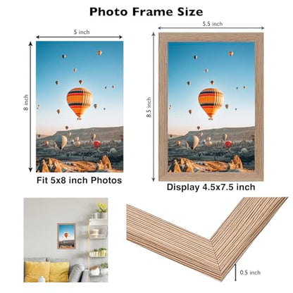 JCJMY 5x8 Picture Frame Rustic Brown for Wall Hanging or Tabletop, Wall Mounting Horizontally or Vertically, 5 x 8 Wall Gallery Poster Photo Frame with Shatter Resistant Plexiglass,Rustic Brown