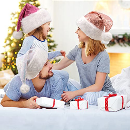 Silver Sequin Christmas Hat for Adults Unisex Holiday Costume