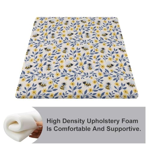 Bee in Flower Chair Cushion Yellow Floral Style-3 Supportive Seat Pad
