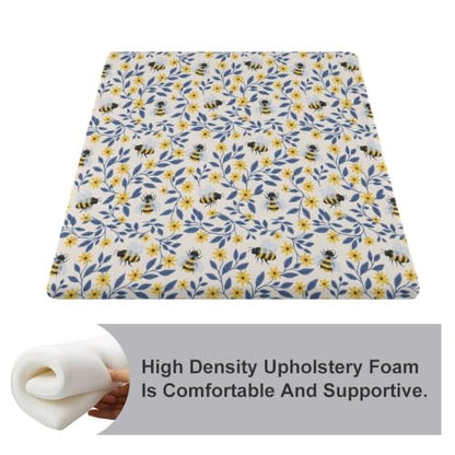 Bee in Flower Chair Cushion Yellow Floral Style-3 Supportive Seat Pad