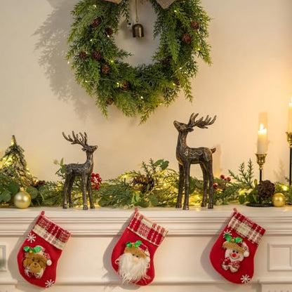 Set of 2 Reindeer Christmas Decorations Indoor Table Centerpieces