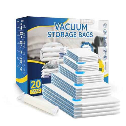 Simple Deluxe 20 Pack Space Saver Bags (4 Jumbo/4 Large/4 Medium/4 Small/4 Roll M) Vacuum Storage Bags, Vacuum Seal Bags with Hand Pump for Comforters, Blankets, Bedding, Pillows and Clothes