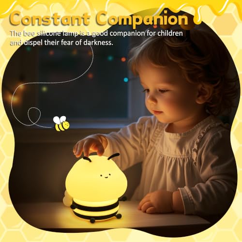 Cute Bee Night Light for Nursery - Silicone Animal Lamp with Dimming & 9 Lighting Effects - Color 4