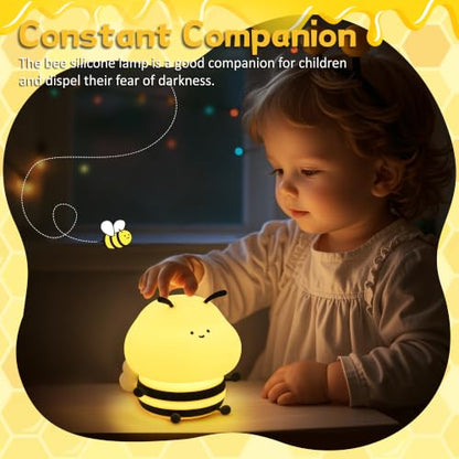 Cute Bee Night Light for Nursery - Silicone Animal Lamp with Dimming & 9 Lighting Effects - Color 4