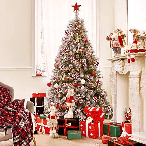 48PCS Christmas Candy Cane Hanging Ornaments Set - Lollipop Decorations with Gold & Silver Wire - Holiday Tree Decor