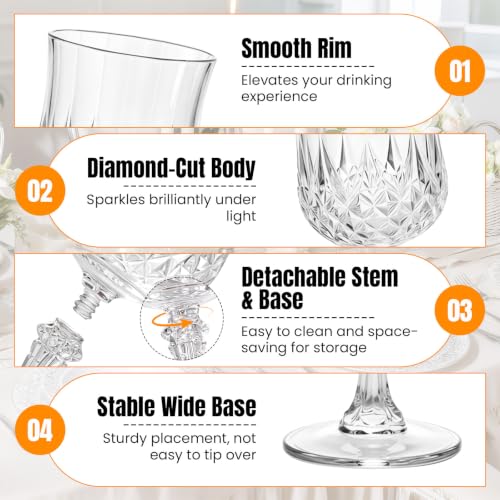 30PCS Clear Reusable Plastic Wine Glasses 7oz Goblets for Weddings & Events
