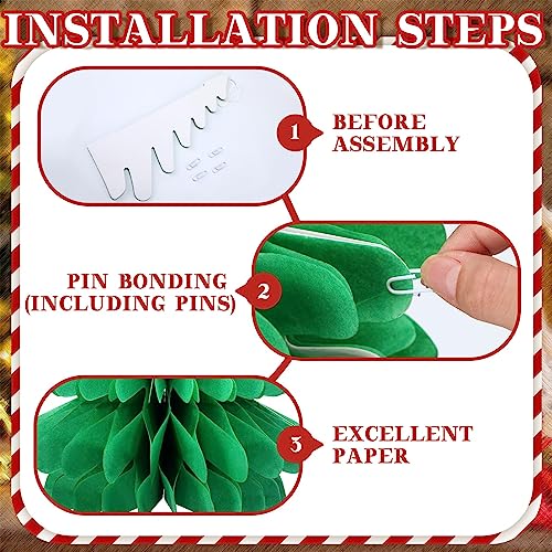 Eersida 3 Pack Christmas Honeycomb Paper Trees - Green and Red