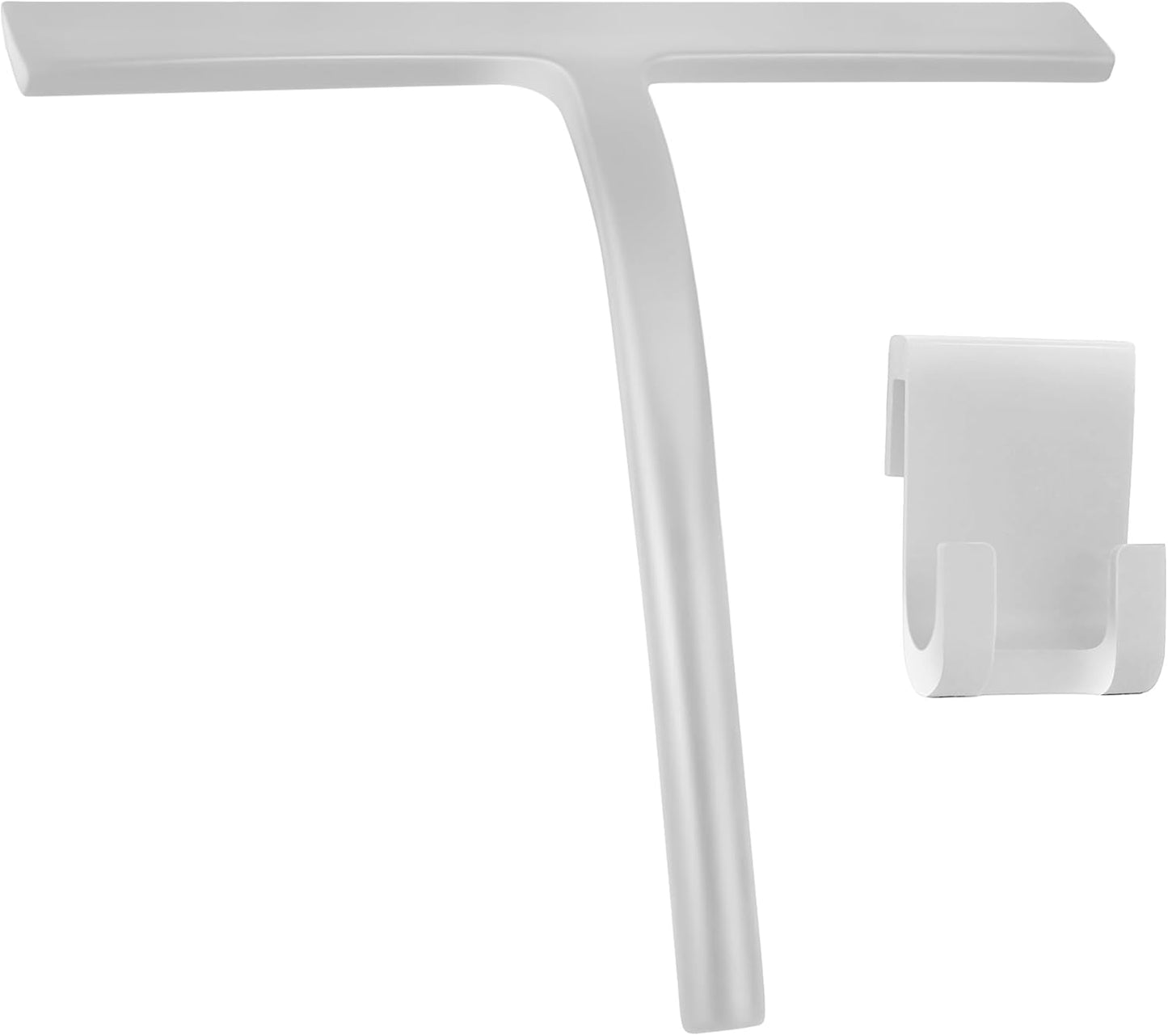 Skiennix Shower Squeegee - Premium Glass Door & Mirror Cleaner with Hook - Silicone Gray Finish