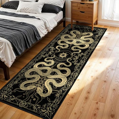 Gothic Snake Runner Rug for Hallways 2x6ft - Washable Bohemian Decor - Variation: Gothic-4 / 2' x 6' Rectangular