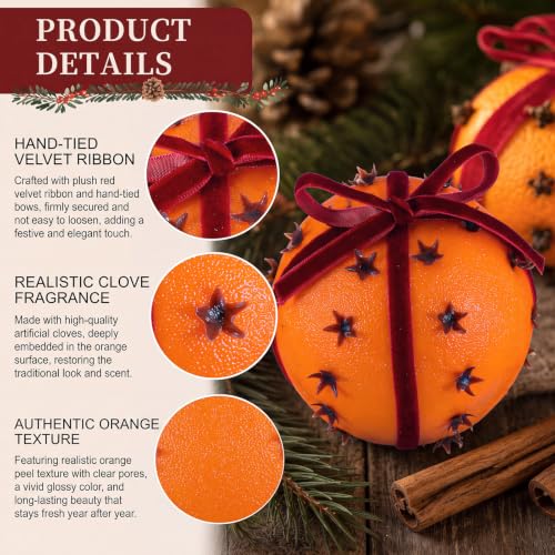 6 Pcs Clove Orange Pomanders for Holiday Decor - Christmas Vase Fillers