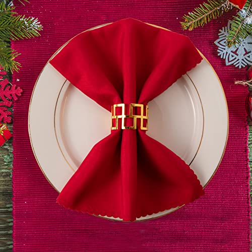 Gold Christmas Napkin Rings Set of 16 - Classic Holiday Table Decorations