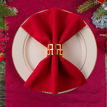 Gold Christmas Napkin Rings Set of 16 - Classic Holiday Table Decorations
