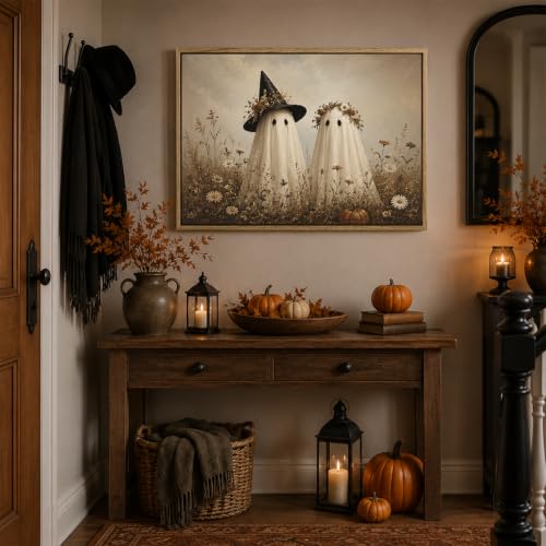Halloween Wall Art Ghost Couple in Wildflower Frame 8x10 - Karani