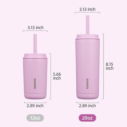 BJPKPK Insulated Tumbler - 20 oz Stainless Steel Travel Mug with Lid & Straw | Light Pink, Spill-Proof Design