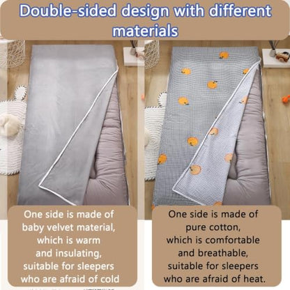 Japanese Futon Mattress Cover with Zipper - Cotton Fleece, 70.9x86.6in / 180x220cm