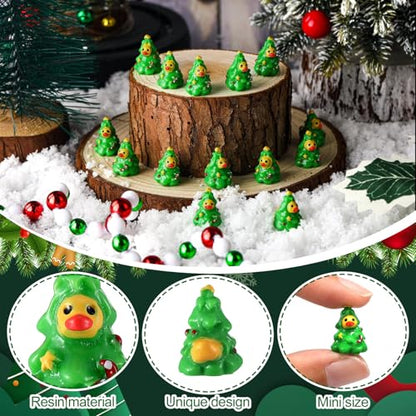 120 Pcs Christmas Resin Duck Figurines for Miniature Gardens & Crafts - Green Variant