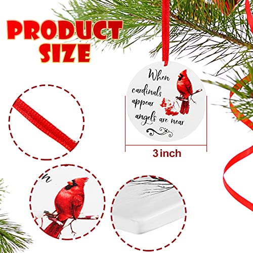 Memorial Christmas Ornaments Set - Red Cardinal Wooden Decorations for Grief Remembrance