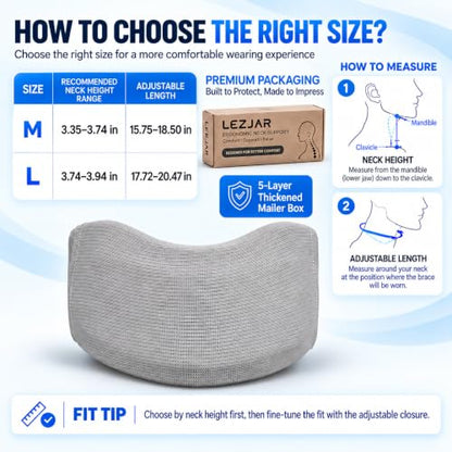 Adjustable Neck Pillow with Memory Foam Support, M (15.75-18.50 in Fit)