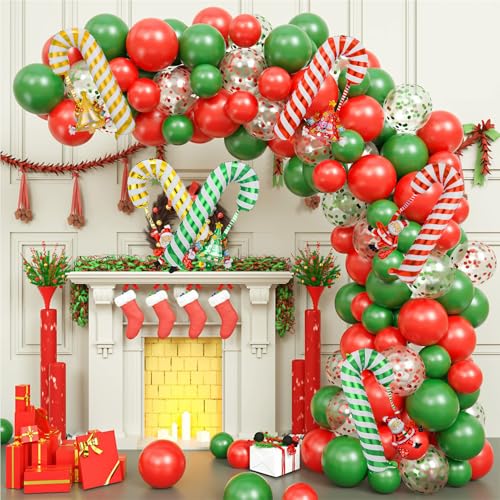 Christmas Candy Cane Balloons Set for Holiday Decorations - 6 Pieces