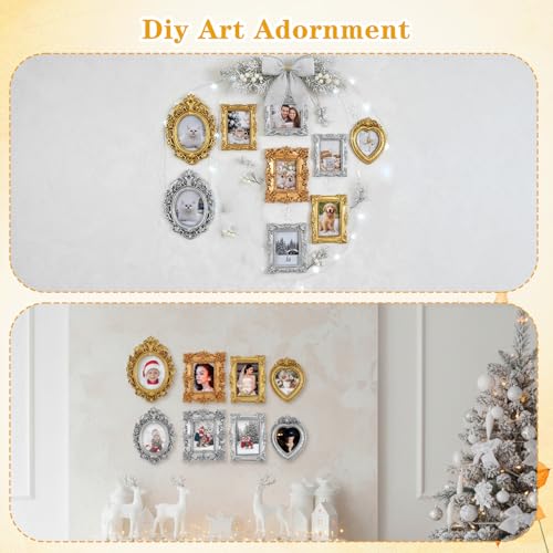 Mini Picture Frame Set 8pcs Vintage Gold Silver Baroque Antique Resin