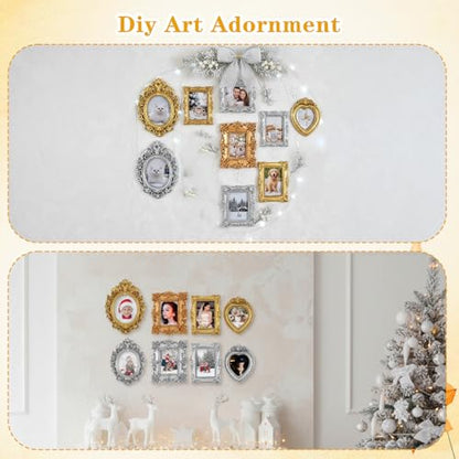 Mini Picture Frame Set 8pcs Vintage Gold Silver Baroque Antique Resin