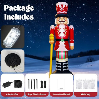 8FT Inflatable Christmas Nutcracker Decoration with LED Lights for Lawn Yard Holiday Festive