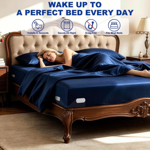 Bed Sheet Holders for Corners - Fitted Sheet Grippers No-Stretch Clips