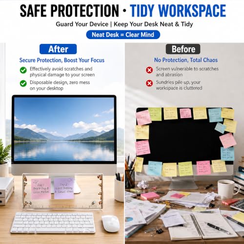 Monitor Memo Board Cartoon Peeking Dog Border Acrylic Desk Note Holder - Staring Dogs
