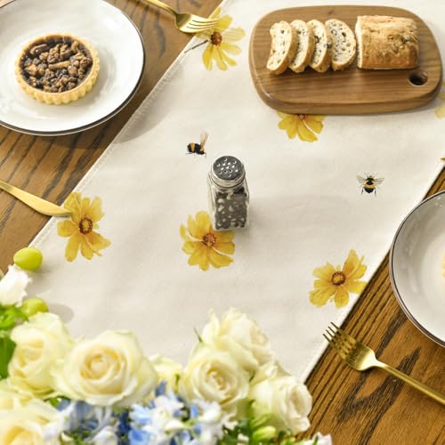 Yellow Flowers Bees Spring Table Runner 13x48 Inches Home Decor - Variation of THIS listing