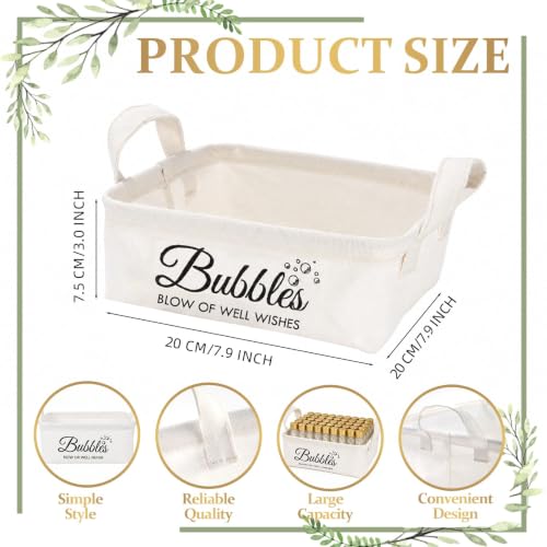 Wedding Bubbles Holder with Handles - Ivory White Storage Basket, 2 Pack - Bubble Variation