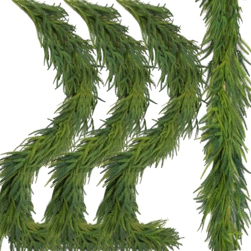 Norfolk Garland 9 Ft Artificial Greenery Christmas Decor - Set of 3 - Dense Real Touch Winter Pine