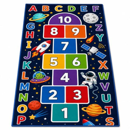 Space Hopscotch Mat for Kids, ABC Play Rug for Boys Room 2x5ft - Color 3