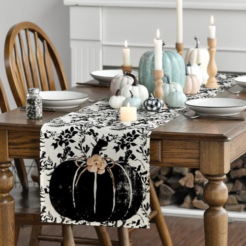 210 GSM Fall Table Runner 13x108 Inch Black Polyester for Home & Party Decor