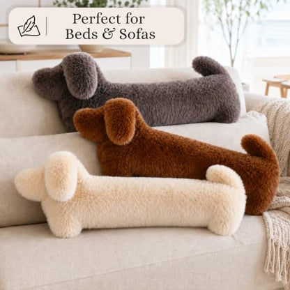 Gray Dachshund Pillow, 25-Inch Long Plush Sausage Dog for Home Decor & Cuddling