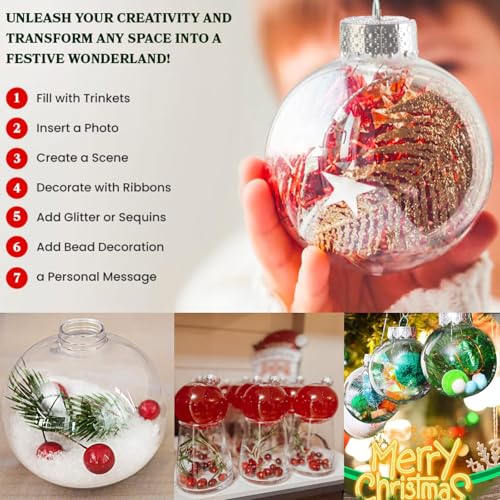 Clear Christmas Ornaments Balls - 12PCS Fillable Plastic Holiday Decorations