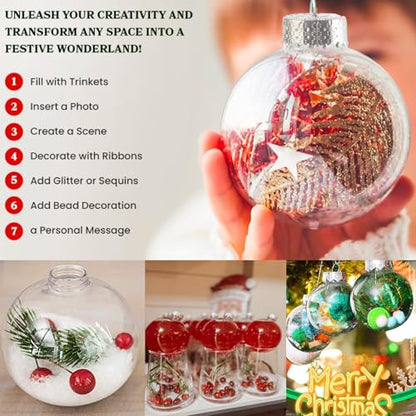 Clear Christmas Ornaments Balls - 12PCS Fillable Plastic Holiday Decorations