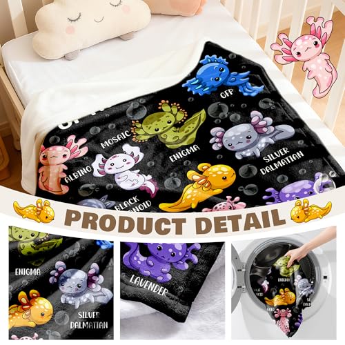 Axolotl Plush Blanket for Teens - Cute Axolotls of The World 50x60" Throw Bedding