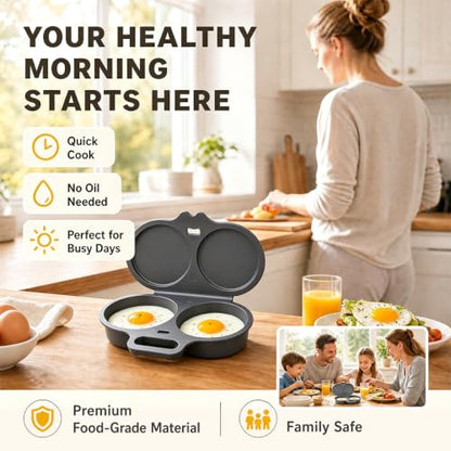 Microwave Egg Poacher for 2 Eggs, Food-Grade PP, Quick Heat & Easy Cleanup