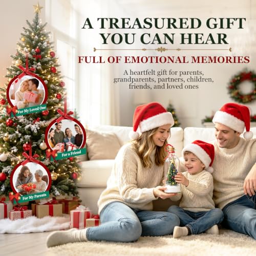 Blue Recordable Christmas Tree Ornament with Message Bottle - Voice Greeting Decor
