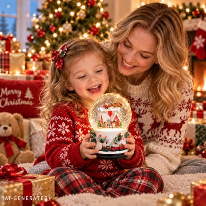 Christmas Snow Globe with Animated Train & Santa Sleigh - Musical & Lighted Display - Variation: Animated Train
