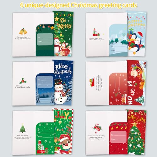 Christmas Money Holders Set with Envelopes - 24 Pack Holiday Cash Gift Cards