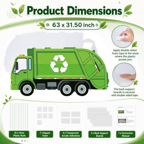 Garbage Truck Cardboard Cutout for Birthday & Events - 5.3Ft Decor