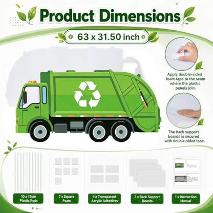 Garbage Truck Cardboard Cutout for Birthday & Events - 5.3Ft Decor