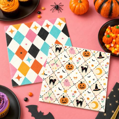 Halloween Cocktail Napkins 50 Pack Ghost Pumpkin Black Cat Party Supplies