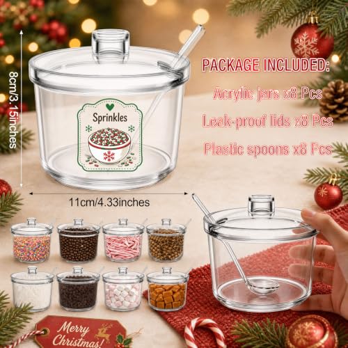 8-Piece Christmas Hot Cocoa Bar Supplies with Candy Dispenser & Labels