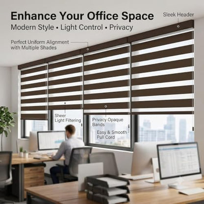 Dual Layer Zebra Blinds for Windows - Day and Night Roller Shades, Custom Fit