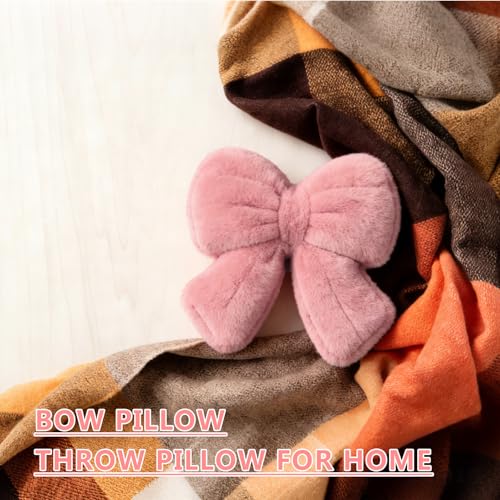 Pink Bow Shaped Throw Pillow - Cute Coquette Plush Cushion for Bedroom & Sofa Decor