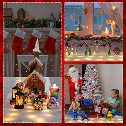 Christmas Snow Blanket with LED Lights - Warm White 94 x 24 Inch, Fake Snow for Holiday Decor