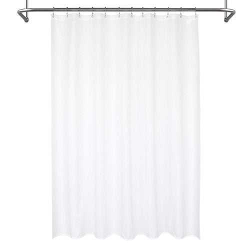 Mrs Awesome Waterproof Fabric Shower Curtain Liner, Suction Cups Included, Machine Washable Cloth Shower Curtain for Bathroom, 72 x 72 inch, White